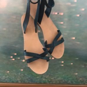 Madewell black strap ankle wrap sandals